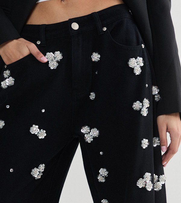 Nasty Gal  - Black Straight Jeans