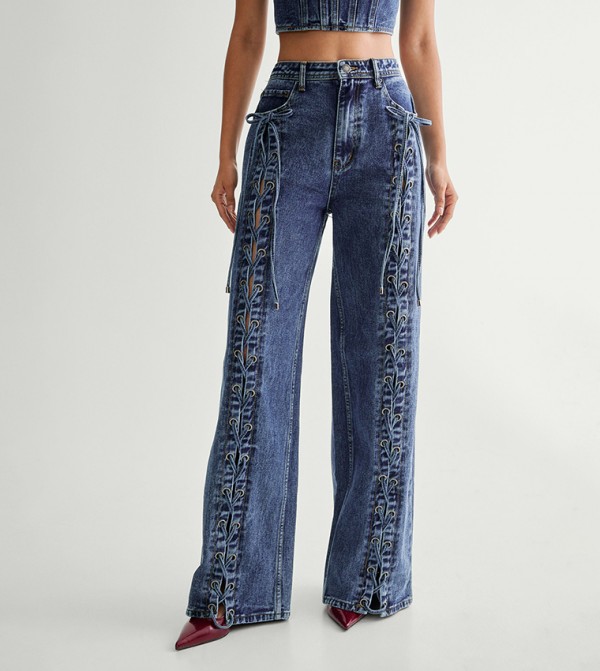 ناستي غال  - أزرق Wide Leg Jeans