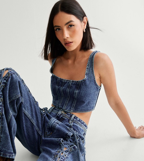 ناستي غال  - أزرق Wide Leg Jeans