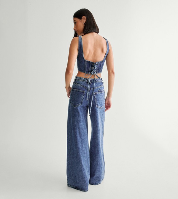 ناستي غال  - أزرق Wide Leg Jeans