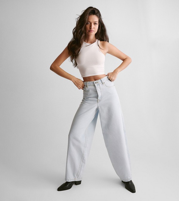 ناستي غال  - أزرق فاتح Wide Leg Jeans