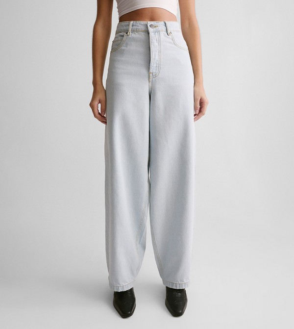 ناستي غال  - أزرق فاتح Wide Leg Jeans