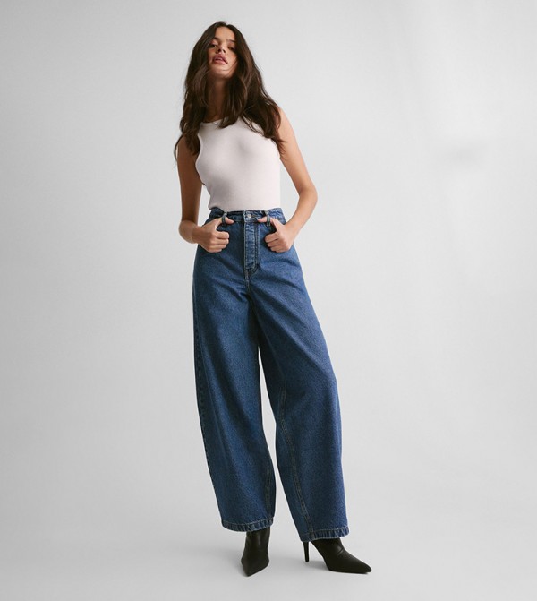 ناستي غال  بناطيل جينز - أزرق Wide Leg Jeans