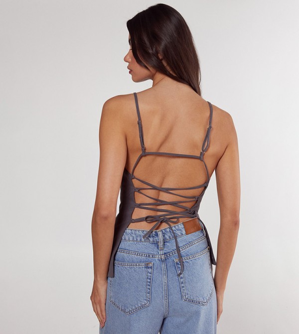 Nasty Gal Nasty Gal - Grey Sleeveless Tops