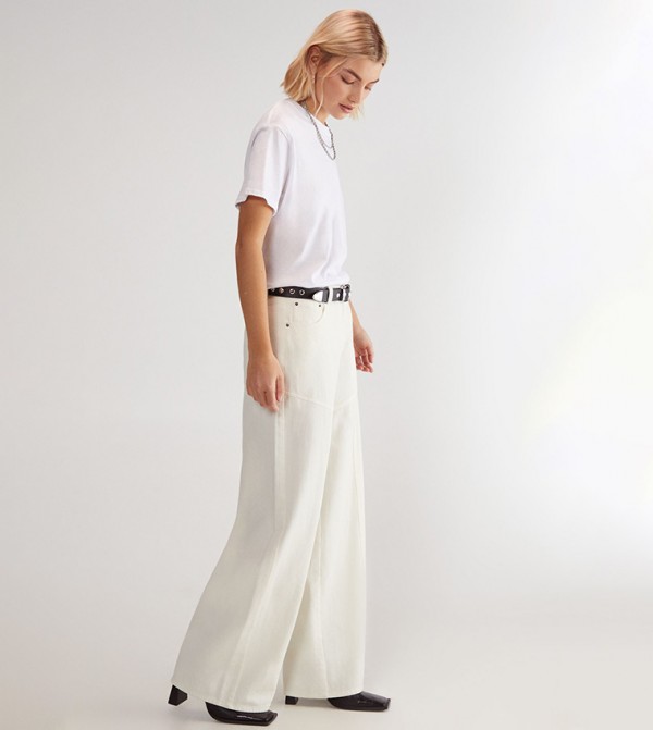 Nasty Gal Nasty Gal - Ecru Wide Leg Jeans