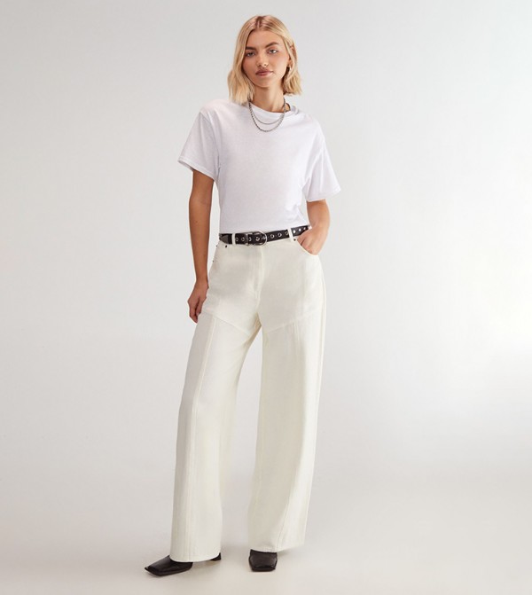 Nasty Gal Nasty Gal - Ecru Wide Leg Jeans