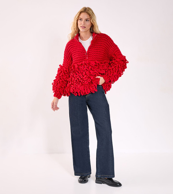 Nasty Gal  gifting - Red V-neck Sweaters