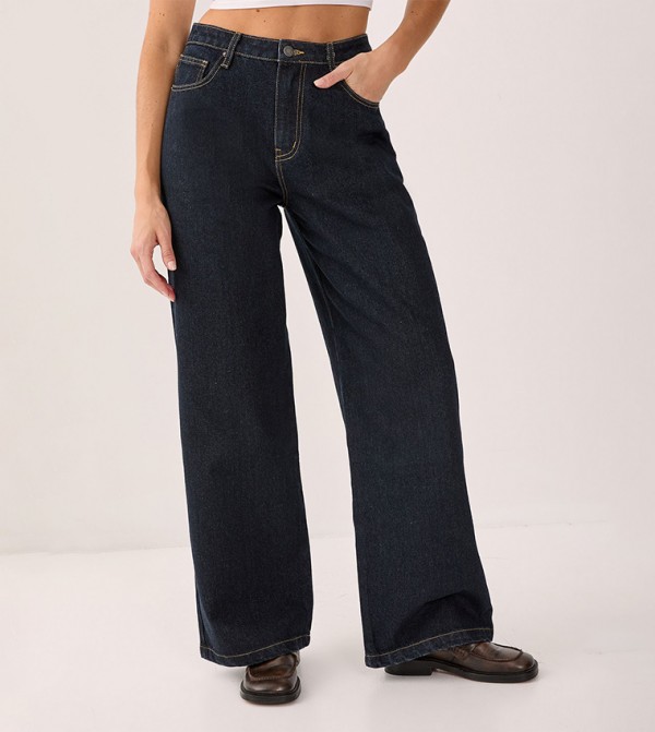 Nasty Gal Nasty Gal - Navy Wide Leg Jeans