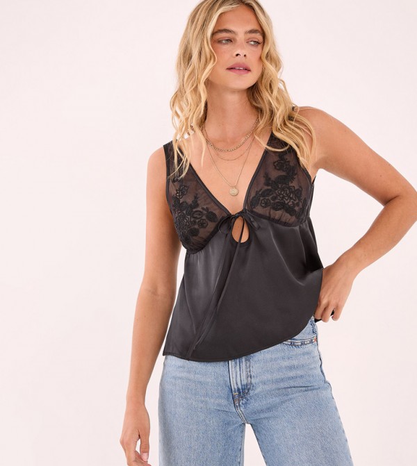 Nasty Gal Nasty Gal - Black Sleeveless Tops
