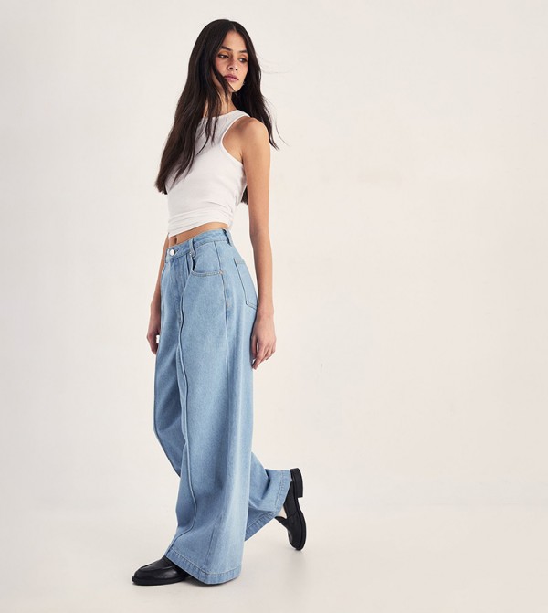 Nasty Gal Nasty Gal - Blue Wide Leg Jeans