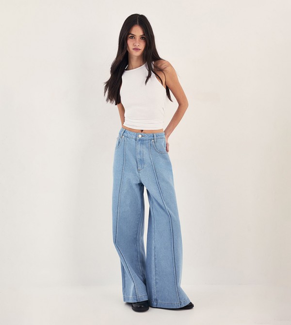 Nasty Gal Nasty Gal - Blue Wide Leg Jeans