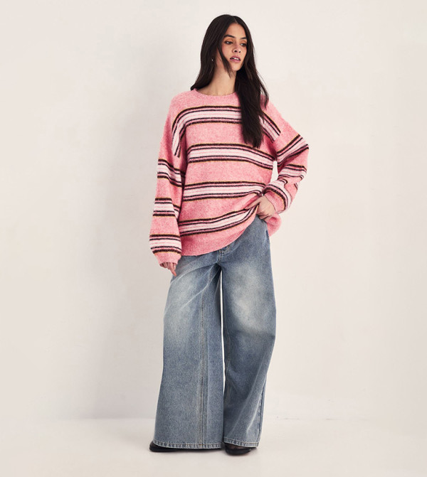 ناستي غال  سترات - وردي Round Neck Sweaters