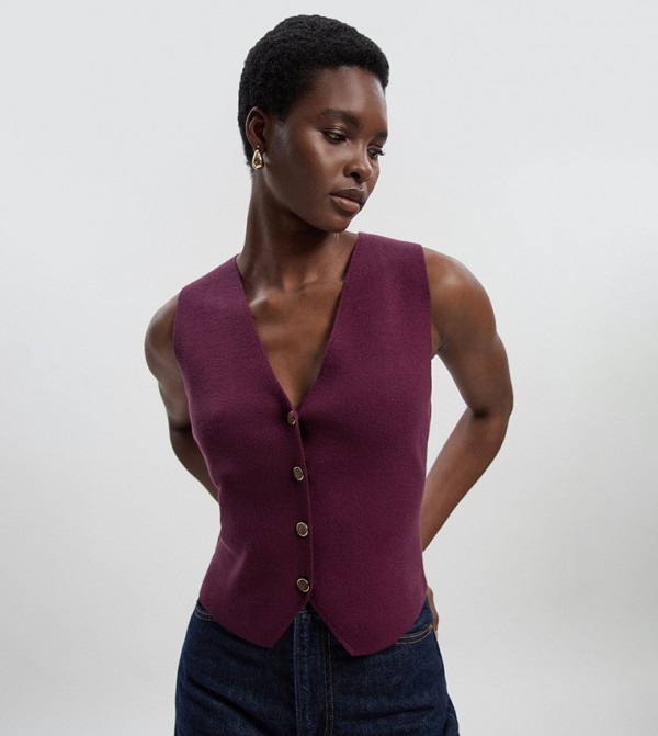 Karen Millen  Jackets & Coats - Burgundy Waistcoats