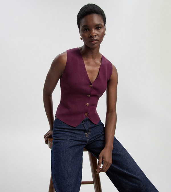 Karen Millen  Jackets & Coats - Burgundy Waistcoats