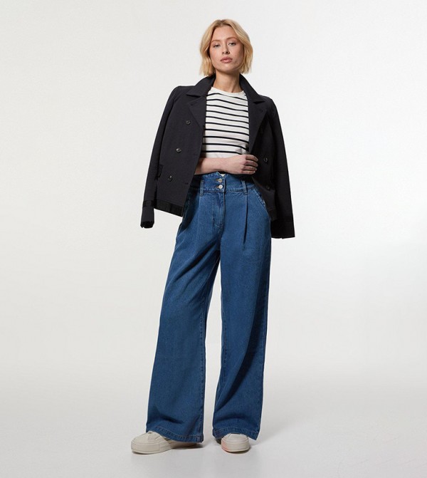 Karen Millen  kimono-denim-slipons - Blue Wide Leg Jeans