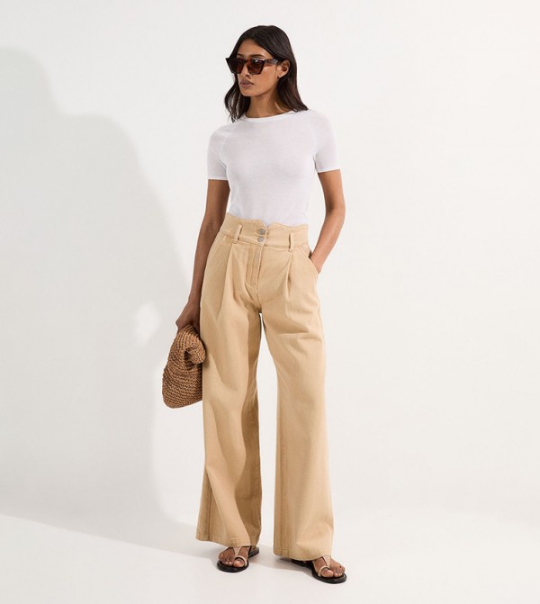 Karen Millen  - STONE Wide Leg Jeans