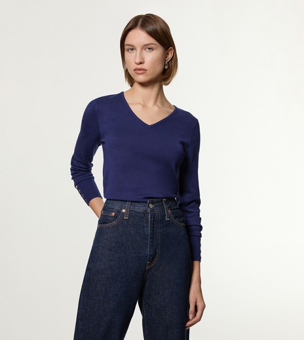Karen Millen  Sweaters - Navy V-neck Sweaters