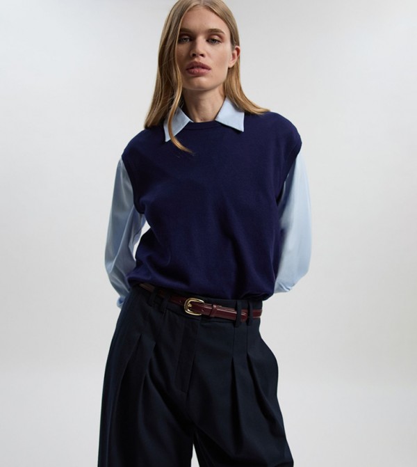 Karen Millen  Sweaters - Navy Round Neck Sweaters
