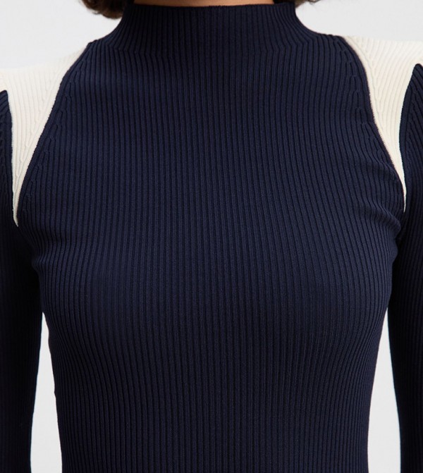 Karen Millen Clothing - Navy Round Neck Sweaters