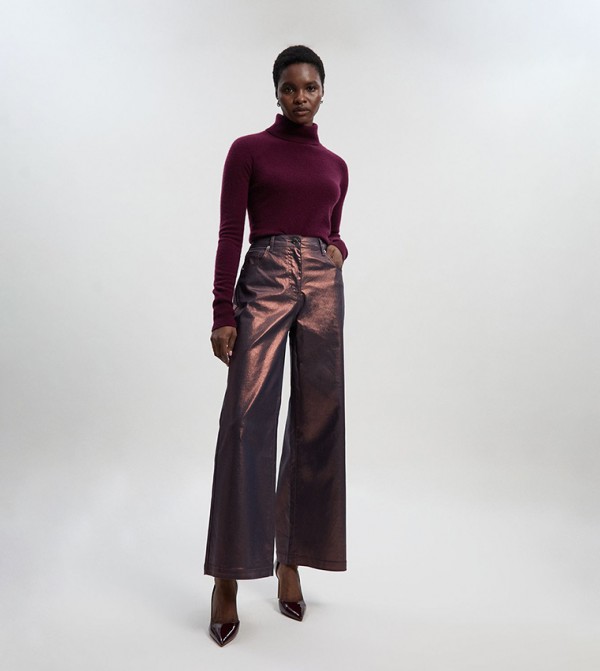 Karen Millen  - Metallic Wide Leg Jeans