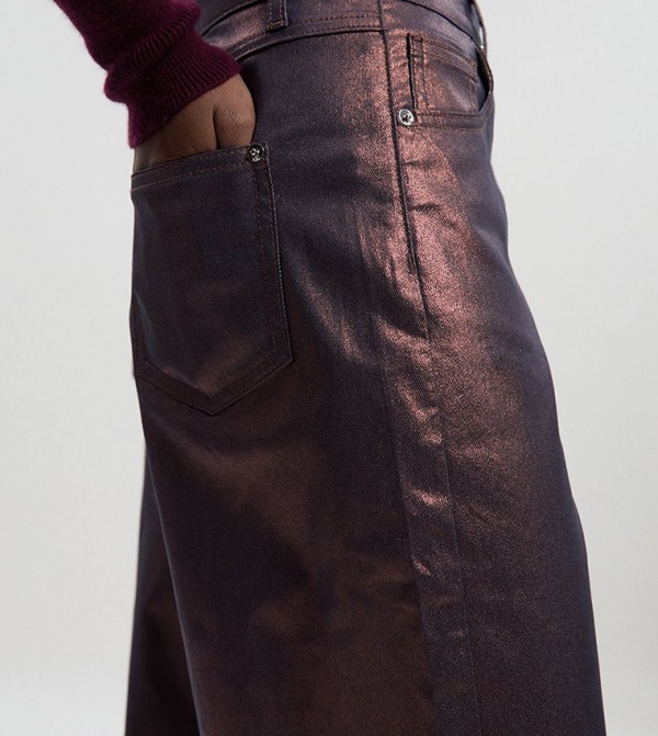 Karen Millen  - Metallic Wide Leg Jeans