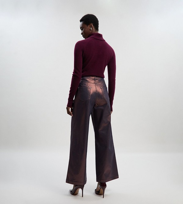 Karen Millen  - Metallic Wide Leg Jeans