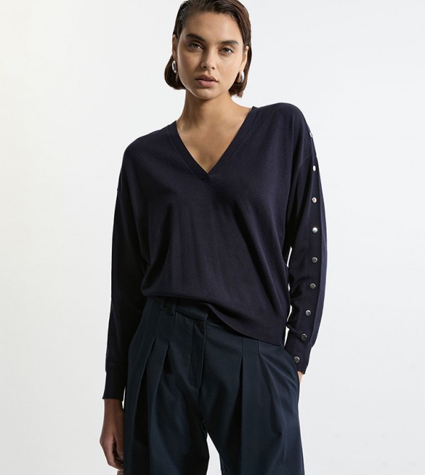 Karen Millen  Sweaters - Navy V-neck Sweaters