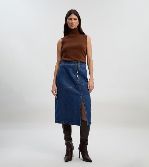 كارن ميلين  تنانير - أزرق Midi Skirts