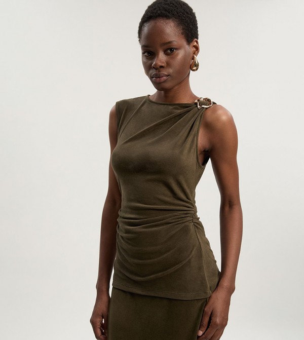 كارن ميلين  بلوزات - كاكي Sleeveless Tops