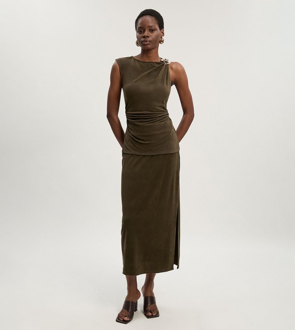 كارن ميلين  بلوزات - كاكي Sleeveless Tops