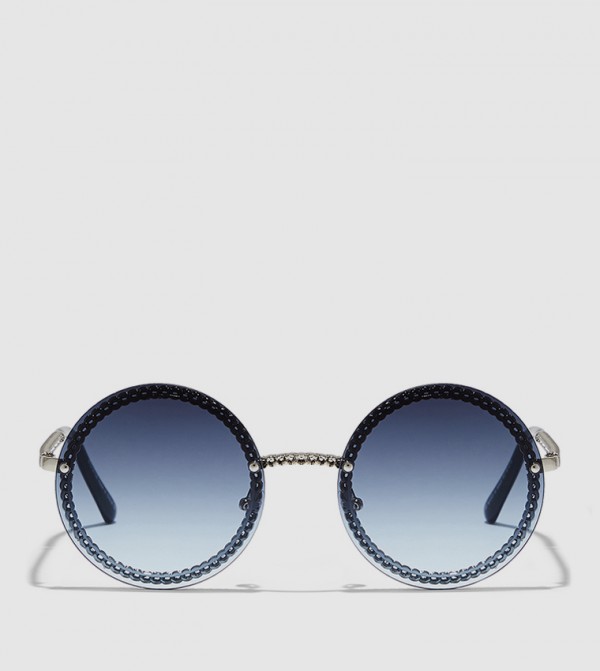 BlackOut  - Silver Round Sunglasses