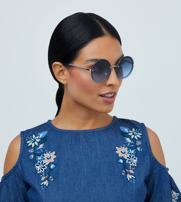 BlackOut  - Silver Round Sunglasses