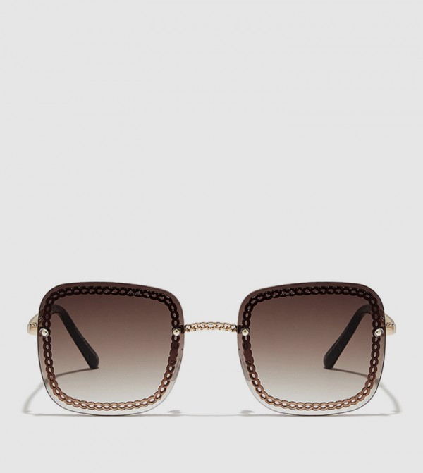 بلاك أوت  - ذهبي Square Sunglasses