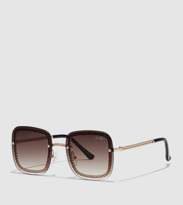 بلاك أوت  - ذهبي Square Sunglasses