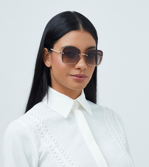 بلاك أوت  - ذهبي Square Sunglasses