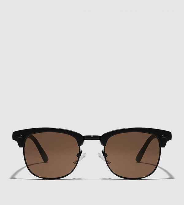 بلاك أوت  - أسود Round Sunglasses
