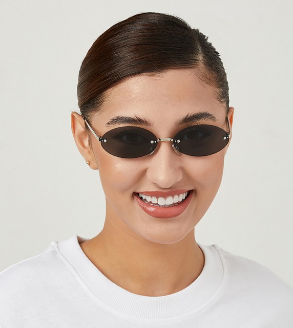 بلاك أوت بلاك أوت - فضي Round Sunglasses