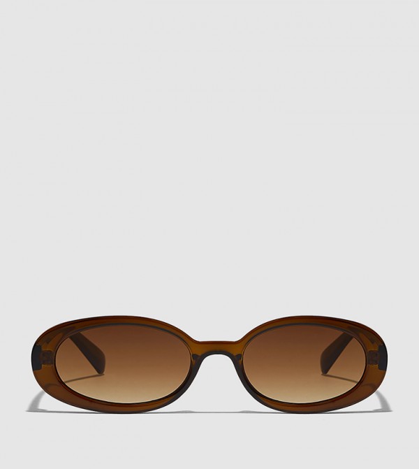 بلاك أوت  - بني  Round Sunglasses