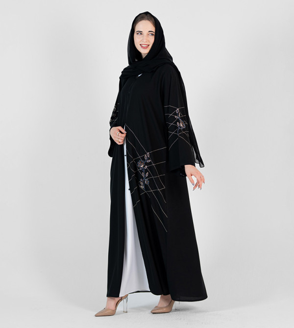 Rosette Abaya  - Black Abaya