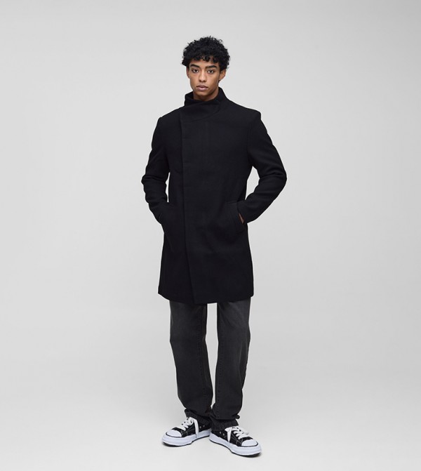 boohooMAN  Overcoats - Black Overcoats