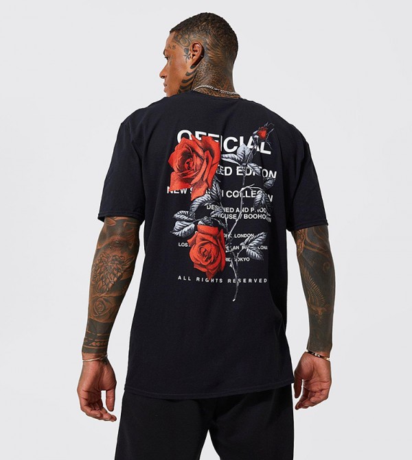 boohooMAN  T-Shirts - Black Round Neck T-Shirts