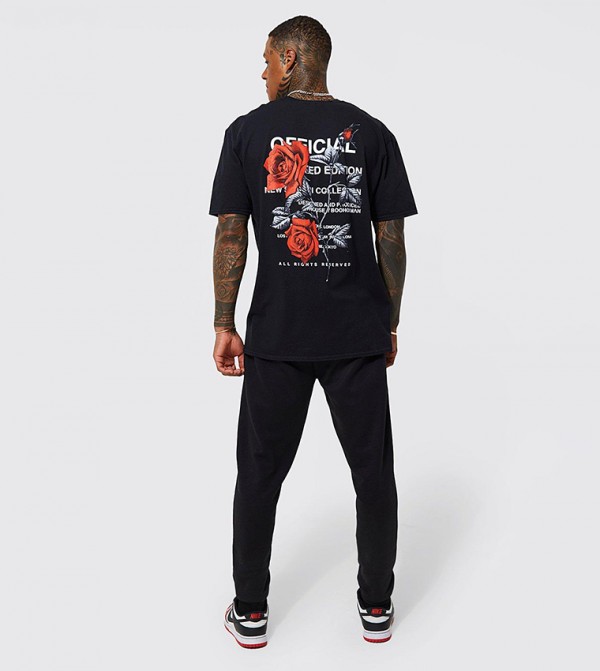 boohooMAN  T-Shirts - Black Round Neck T-Shirts