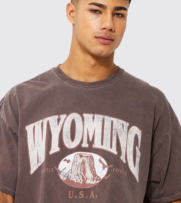 boohooMAN  T-Shirts - Brown Round Neck T-Shirts