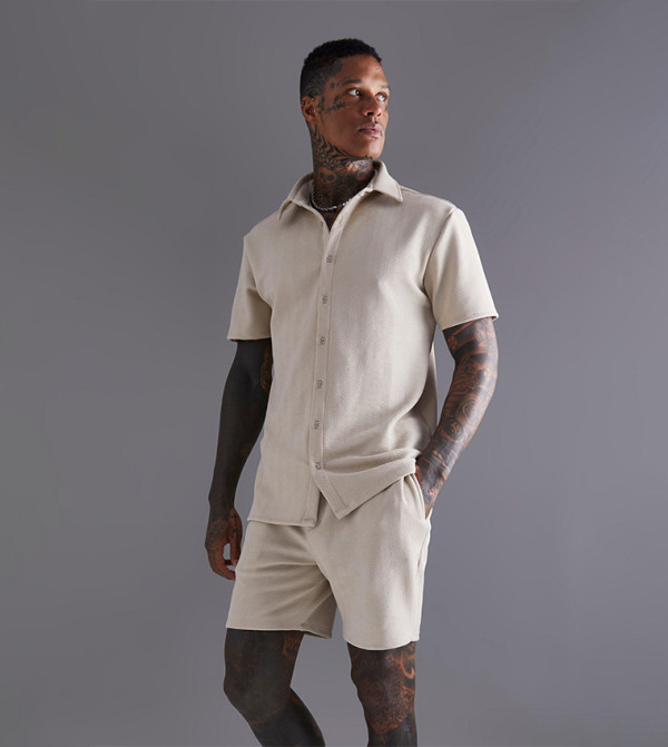 boohooMAN - Outlet  matching-sets - Beige Co-Ord Set