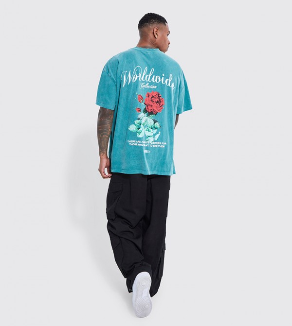 boohooMAN  T-Shirts - Dark Green Casual T-Shirts