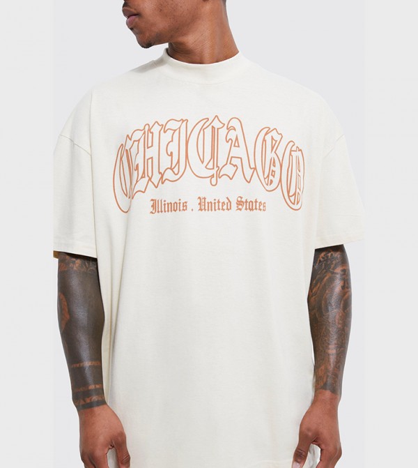 boohooMAN  T-Shirts - Beige Casual T-Shirts
