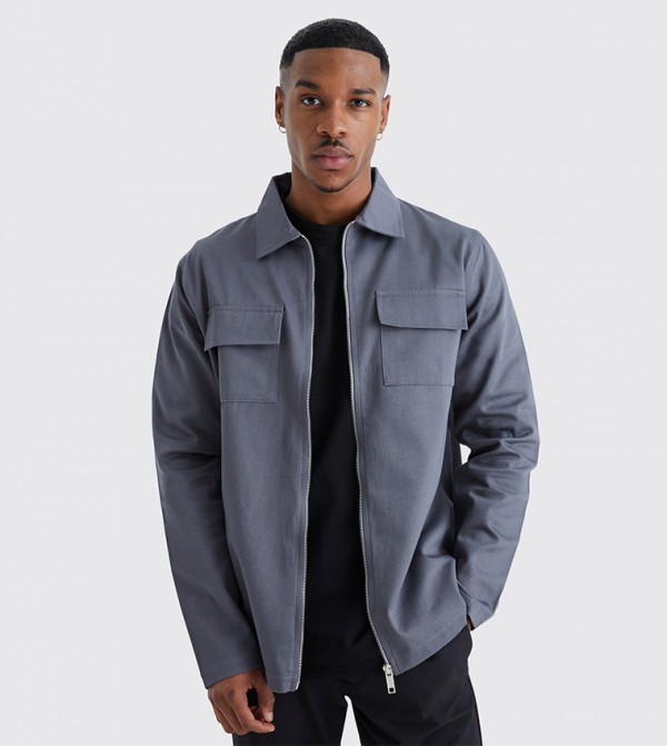 boohooMAN  Casual Shirts - Grey Long Sleeves