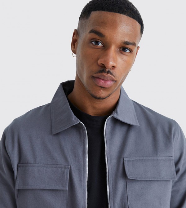 boohooMAN  Casual Shirts - Grey Long Sleeves
