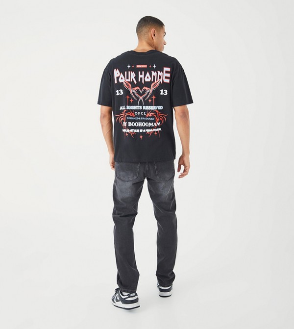 بوهو  - رمادي Straight Jeans