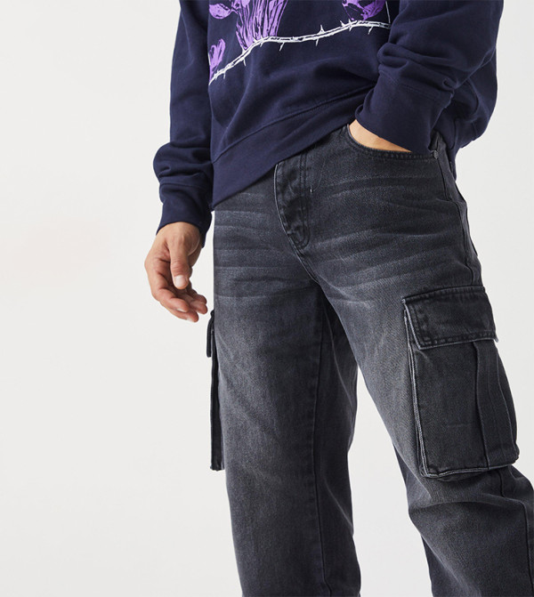 boohooMAN  Clothing - Black Relaxed Jeans